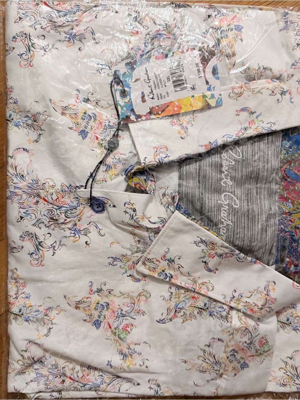 Robert Graham Men’s White Multi-Color Floral Print Short Sleeve Shirt Size 3XL
